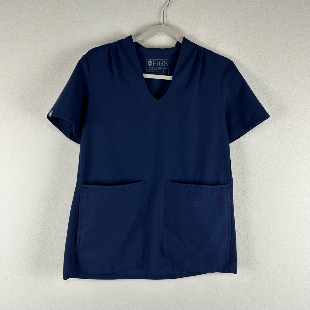 Figs Dark Blue Banepa Medical Nurse Scrub Top Size Small